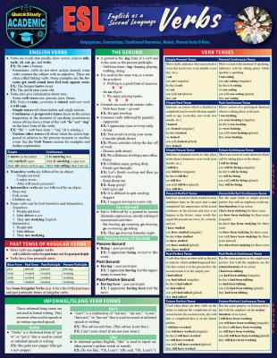9781423238904 Esl English As A Second Language Verbs Study Chart:  Digital